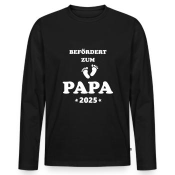 Promoted to dad 2025, expectant father 2025 - Men's Premium Organic Long Sleeve Shirt - black - Front - Nico (187cm)