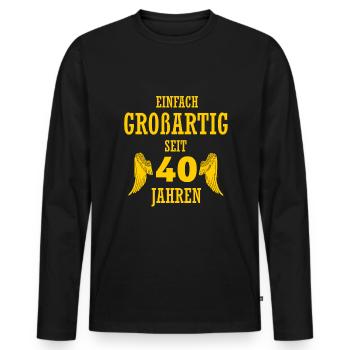 Großartig seit 40 Jahren Geschenk 40.Geburtstag - Männer Premium Bio Langarmshirt - Schwarz - Vorne - Nico (187cm)
