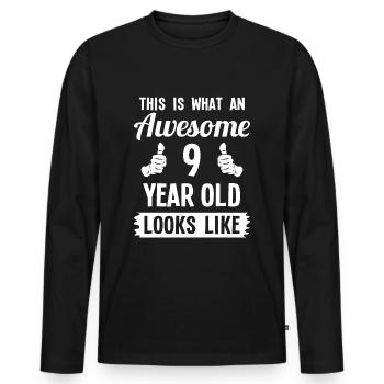 This Is What An Awesome 9 Year Old Looks Like - Männer Premium Bio Langarmshirt - Schwarz - Vorne - Nico (187cm)