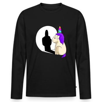 Drôle de licorne d’ombres majeur - T-shirt manches longues Premium bio Homme - noir - Devant - Nico (187cm)