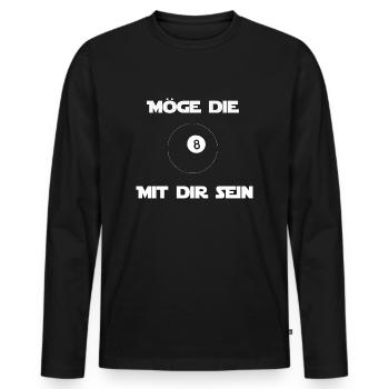Möge die acht mit dir sein Billard Spruch - Männer Premium Bio Langarmshirt - Schwarz - Vorne - Nico (187cm)