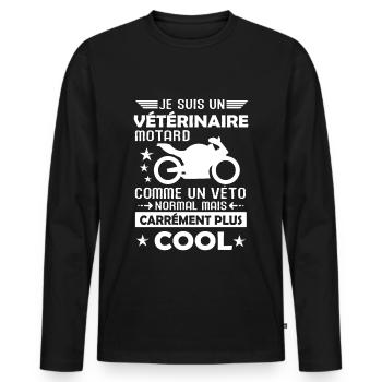 Vétérinaire cadeau drôle motard moto biker homme - T-shirt manches longues Premium bio Homme - noir - Devant - Nico (187cm)