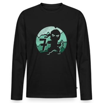 7 years boy 7th birthday children ninja - Men's Premium Organic Long Sleeve Shirt - black - Front - Nico (187cm)