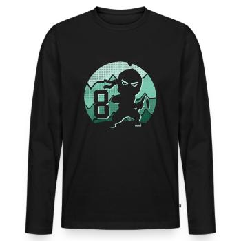 8 Jahre Junge 8. Geburtstag Kinder Ninja - Männer Premium Bio Langarmshirt - Schwarz - Vorne - Nico (187cm)