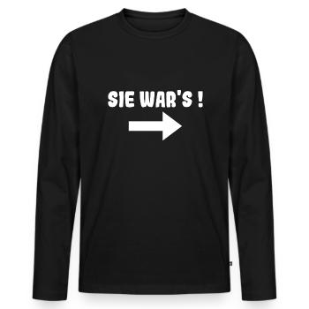 Sie wars! Drilling Partnerlook Geschenk - Männer Premium Bio Langarmshirt - Schwarz - Vorne - Nico (187cm)