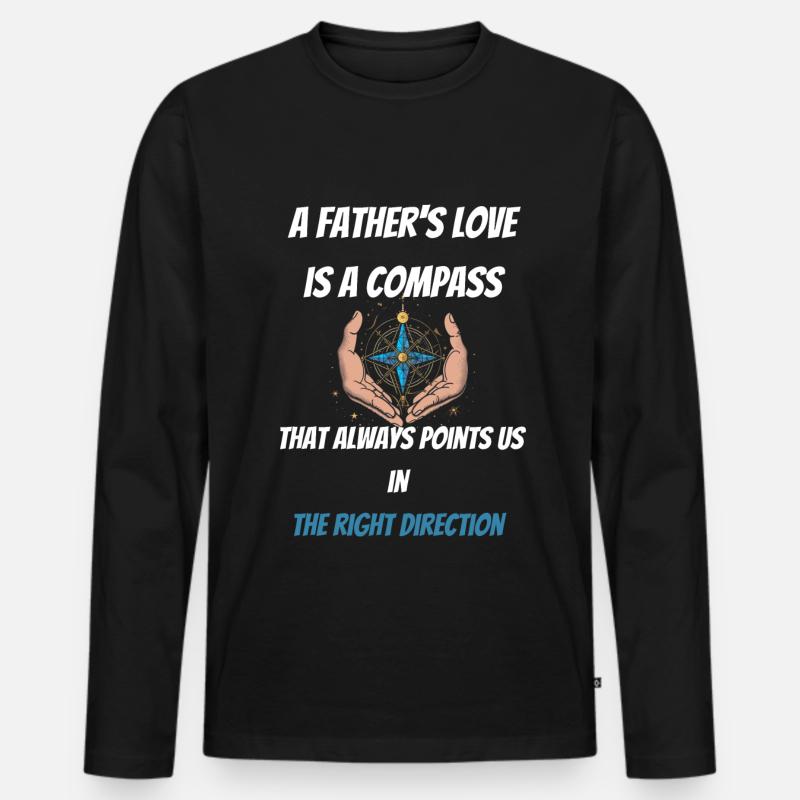 Vaters Liebe ist ein Kompass - Männer Premium Bio Langarmshirt - Schwarz
