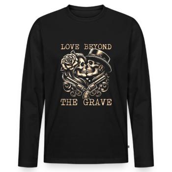 AMOUR ÉTERNEL : L’AMOUR AU-DELÀ DE LA TOMBE ART DU CRÂNE - T-shirt manches longues Premium bio Homme - noir - Devant - Nico (187cm)