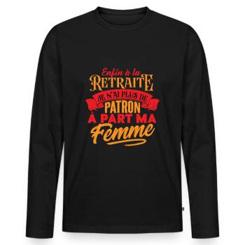Enfin à la retraite - Cadeau Humour Retraité - T-shirt manches longues Premium bio Homme - noir - Devant - Nico (187cm)