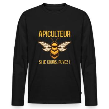 Apiculteur Humour Cadeau Abeille Drôle Apiculture - T-shirt manches longues Premium bio Homme - noir - Devant - Nico (187cm)