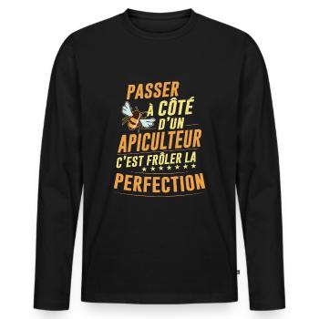 Apiculteur Parfait Idée Cadeau Abeille Homme - T-shirt manches longues Premium bio Homme - noir - Devant - Nico (187cm)