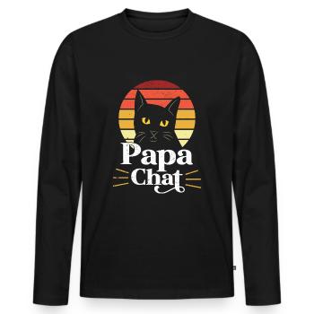 Papa Cat Cat Lovers Of Cats Father - Men's Premium Organic Long Sleeve Shirt - black - Front - Nico (187cm)