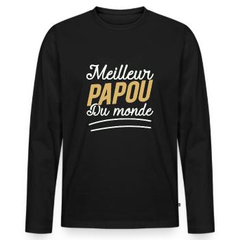 Der Vatertag der Welt - Männer Premium Bio Langarmshirt - Schwarz - Vorne - Nico (187cm)