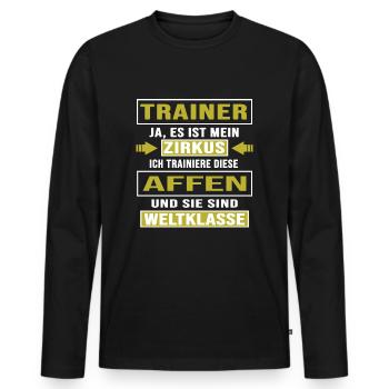 trainer coach mannschaftssportart trainerschein - Männer Premium Bio Langarmshirt - Schwarz - Vorne - Nico (187cm)