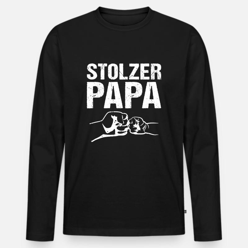 Stolzer Papa Faustcheck - Männer Premium Bio Langarmshirt - Schwarz
