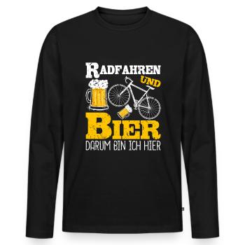 Radfahren Bier Fahrradfahrer Fahrrad - Männer Premium Bio Langarmshirt - Schwarz - Vorne - Nico (187cm)