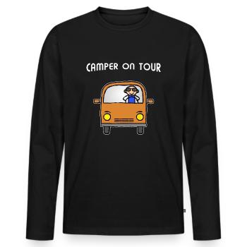 Camping-car vacances - Camper on Tour - T-shirt manches longues Premium bio Homme - noir - Devant - Nico (187cm)