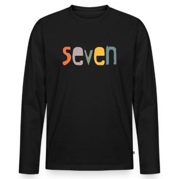 Siebter Geburtstag ich bin 7 Jahre Retro Design - Männer Premium Bio Langarmshirt - Schwarz - Vorne - Nico (187cm)