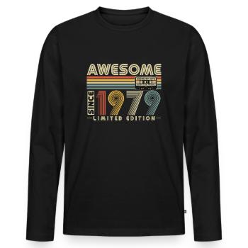 Großartig seit 1979 Jahrgang Geburtstag Retro - Männer Premium Bio Langarmshirt - Schwarz - Vorne - Nico (187cm)