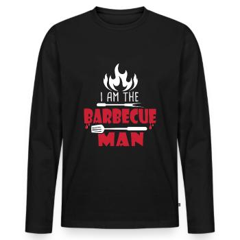 Cadeau papa I am the barbecue man daddy - T-shirt manches longues Premium bio Homme - noir - Devant - Nico (187cm)