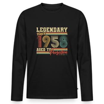 1958 Jahrgang Retro Vintage Geburtstag Geschenk - Männer Premium Bio Langarmshirt - Schwarz - Vorne - Nico (187cm)