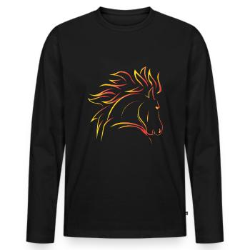 Horse wild horse - Men's Premium Organic Long Sleeve Shirt - black - Front - Nico (187cm)