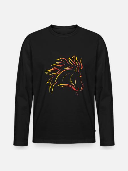 Pferd Wildpferd - Männer Premium Bio Langarmshirt - Schwarz