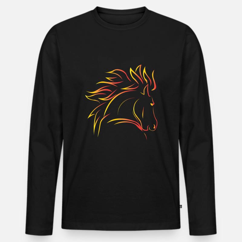 Pferd Wildpferd - Männer Premium Bio Langarmshirt - Schwarz