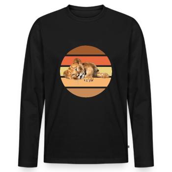 Lion lying, Vintage - Men's Premium Organic Long Sleeve Shirt - black - Front - Nico (187cm)