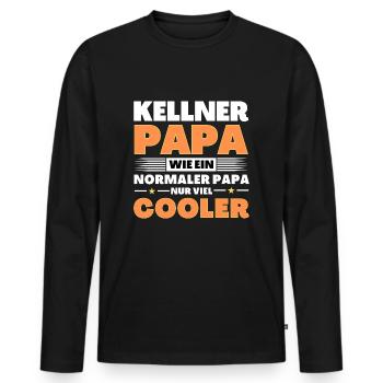 Kellner Papa wie ein normaler nur viel cooler - Männer Premium Bio Langarmshirt - Schwarz - Vorne - Nico (187cm)