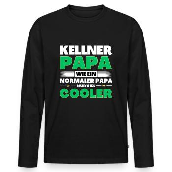 Kellner Papa wie ein normaler nur viel cooler - Männer Premium Bio Langarmshirt - Schwarz - Vorne - Nico (187cm)