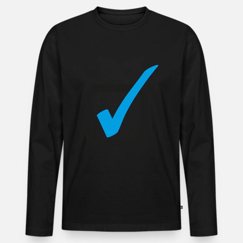 Häkchen - Männer Premium Bio Langarmshirt - Schwarz