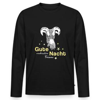 Sheep ram good night - Men's Premium Organic Long Sleeve Shirt - black - Front - Nico (187cm)