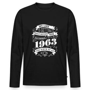 December 1963 The birth of an icon - Männer Premium Bio Langarmshirt - Schwarz - Vorne - Nico (187cm)