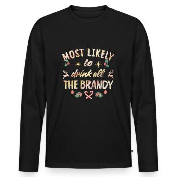 le plus susceptible de boire toute l’eau-de-vie - T-shirt manches longues Premium bio Homme - noir - Devant - Nico (187cm)
