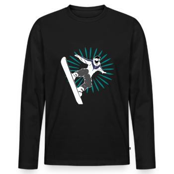 Snowboard Snowboard Snowboarder Sports d’hiver - T-shirt manches longues Premium bio Homme - noir - Devant - Nico (187cm)
