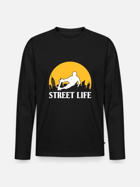 Street Life skateboard - Men's Premium Organic Long Sleeve Shirt - black