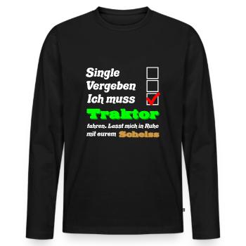 Landwirt Traktor fahren beziehungsstatus - Männer Premium Bio Langarmshirt - Schwarz - Vorne - Nico (187cm)