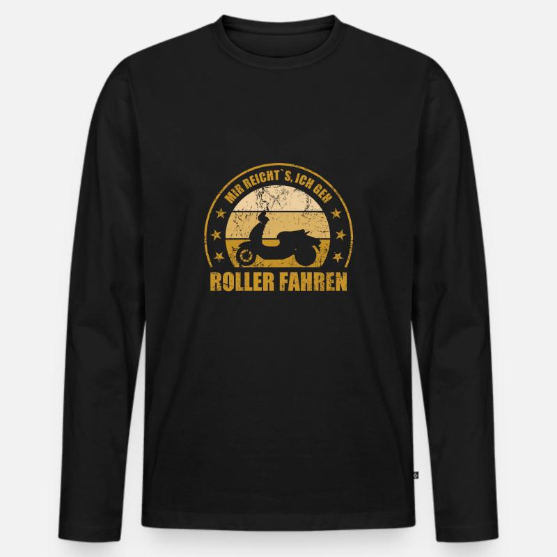 Mir Reichts Ich Geh Roller Fahren - Männer Premium Bio Langarmshirt - Schwarz