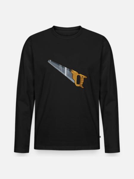 Säge - Männer Premium Bio Langarmshirt - Schwarz