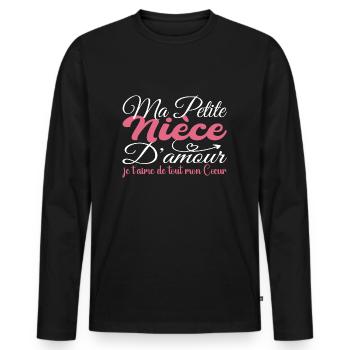 Cadeau Nièce d'amour, meilleure Nièce je t'aime - T-shirt manches longues Premium bio Homme - noir - Devant - Nico (187cm)