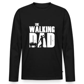 Père fête des pères le papa qui marche - T-shirt manches longues Premium bio Homme - noir - Devant - Nico (187cm)