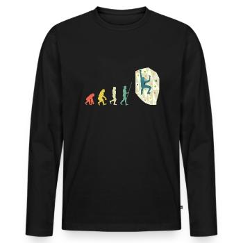 Boulderer Bouldern Evolution Geschenk - Männer Premium Bio Langarmshirt - Schwarz - Vorne - Nico (187cm)