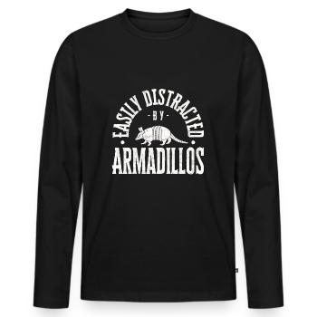 Facilement distrait par les tatous - T-shirt manches longues Premium bio Homme - noir - Devant - Nico (187cm)