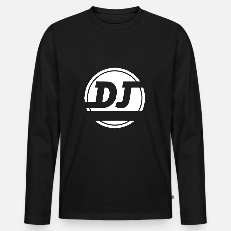 DJ (Text Your Name in empty space) - Männer Premium Bio Langarmshirt - Schwarz