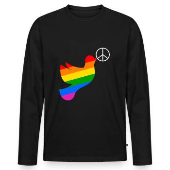 Dove of Peace Rainbow Flag Peace - Men's Premium Organic Long Sleeve Shirt - black - Front - Nico (187cm)
