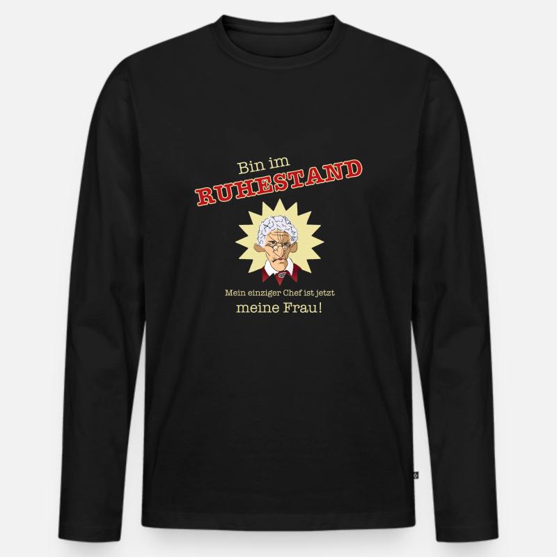RUHESTAND RENTE - Männer Premium Bio Langarmshirt - Schwarz
