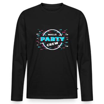 Malle Party Crew Glitch Palmen Urlaub Reise - Männer Premium Bio Langarmshirt - Schwarz - Vorne - Nico (187cm)