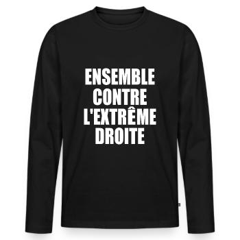 Together against the far right - Men's Premium Organic Long Sleeve Shirt - black - Front - Nico (187cm)