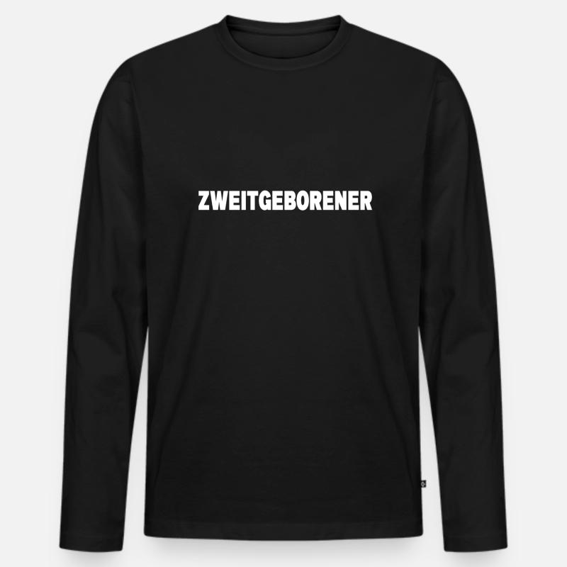 Zweitgeborener Drillinge Partnerlook - Männer Premium Bio Langarmshirt - Schwarz