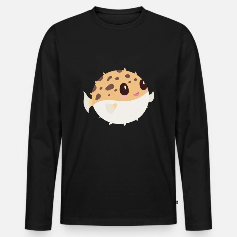 Kugelfisch - Männer Premium Bio Langarmshirt - Schwarz